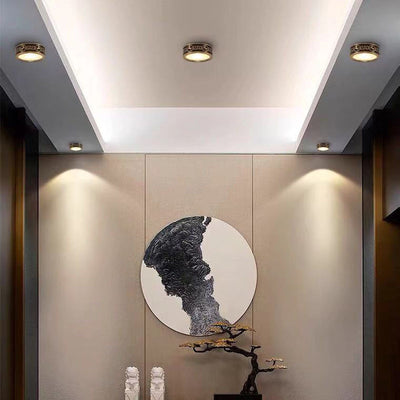 Traditionelle Chinesische Messing Aluminium Runde Pferd LED Downlight Unterputz Deckenleuchte Für Wohnzimmer 