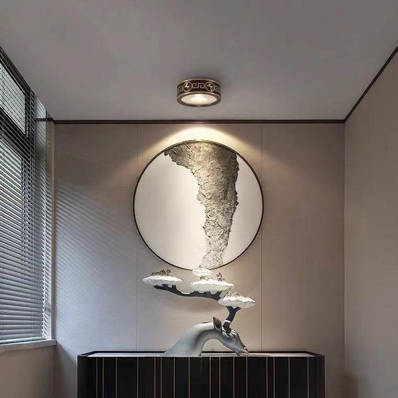 Traditionelle Chinesische Messing Aluminium Runde Pferd LED Downlight Unterputz Deckenleuchte Für Wohnzimmer 