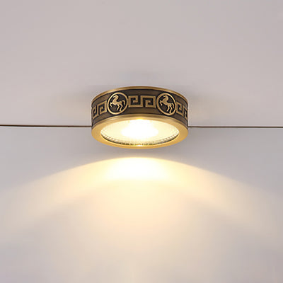 Traditionelle Chinesische Messing Aluminium Runde Pferd LED Downlight Unterputz Deckenleuchte Für Wohnzimmer 