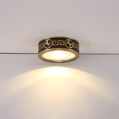 Traditionelle Chinesische Messing Aluminium Runde Pferd LED Downlight Unterputz Deckenleuchte Für Wohnzimmer 