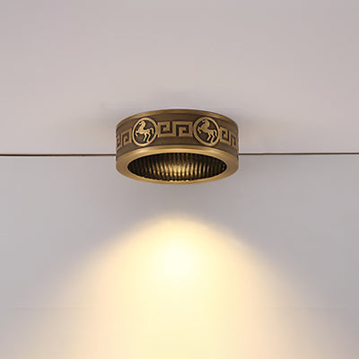 Traditionelle Chinesische Messing Aluminium Runde Pferd LED Downlight Unterputz Deckenleuchte Für Wohnzimmer 