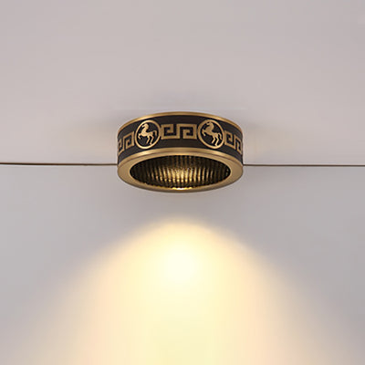 Traditionelle Chinesische Messing Aluminium Runde Pferd LED Downlight Unterputz Deckenleuchte Für Wohnzimmer 