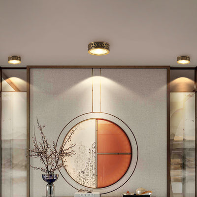 Traditionelle Chinesische Messing Aluminium Runde Pferd LED Downlight Unterputz Deckenleuchte Für Wohnzimmer 