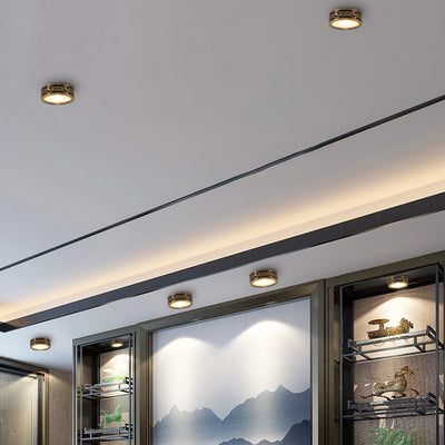 Traditionelle Chinesische Messing Aluminium Runde Pferd LED Downlight Unterputz Deckenleuchte Für Wohnzimmer 
