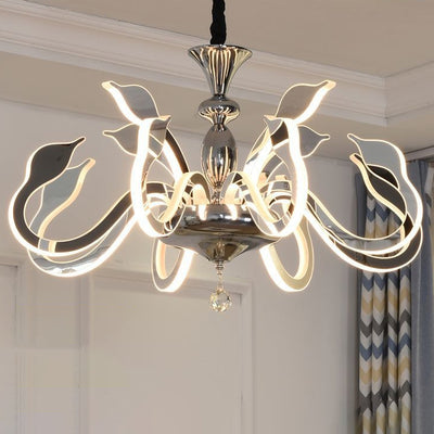 Modern Art Deco Iron Crystal Acrylic Swan LED Chandeliers For Living Room