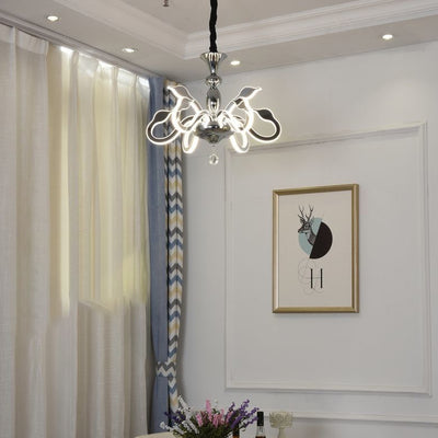 Modern Art Deco Iron Crystal Acrylic Swan LED Chandeliers For Living Room