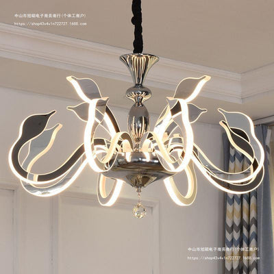 Modern Art Deco Iron Crystal Acrylic Swan LED Chandeliers For Living Room