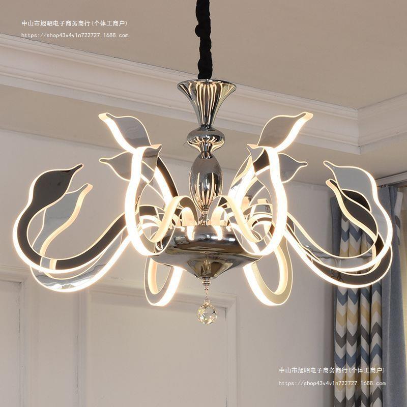Modern Art Deco Iron Crystal Acrylic Swan LED Chandeliers For Living Room
