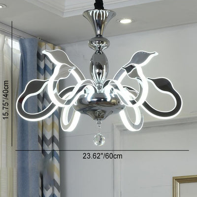 Modern Art Deco Iron Crystal Acrylic Swan LED Chandeliers For Living Room