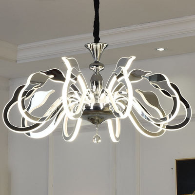 Modern Art Deco Iron Crystal Acrylic Swan LED Chandeliers For Living Room