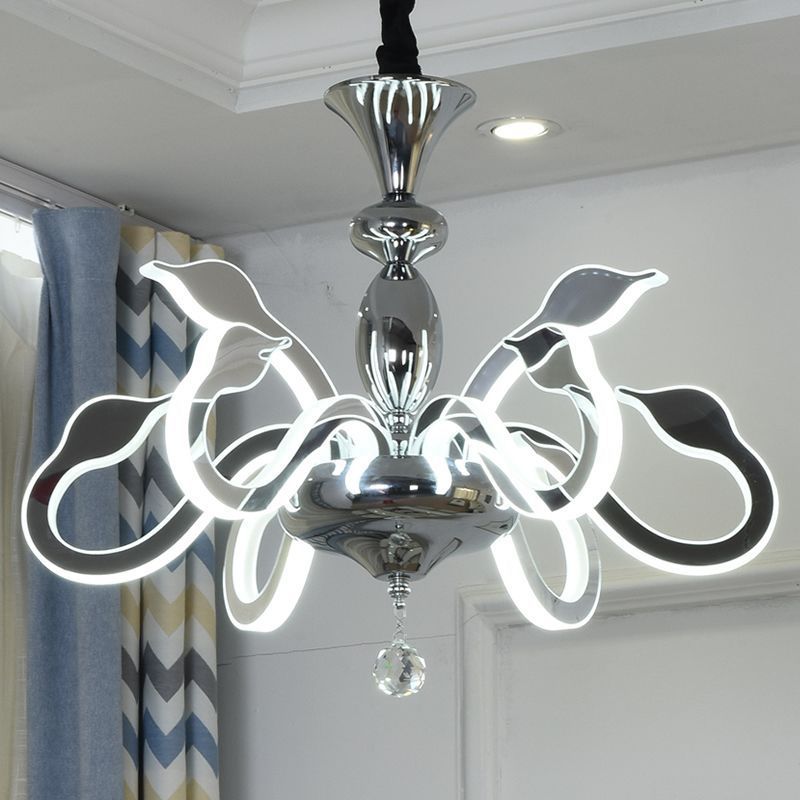 Modern Art Deco Iron Crystal Acrylic Swan LED Chandeliers For Living Room
