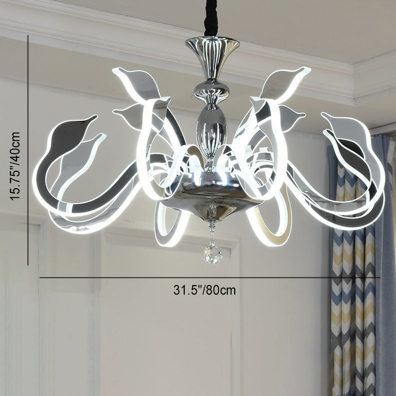 Modern Art Deco Iron Crystal Acrylic Swan LED Chandeliers For Living Room