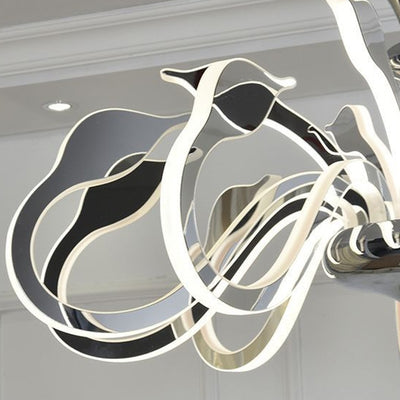 Modern Art Deco Iron Crystal Acrylic Swan LED Chandeliers For Living Room