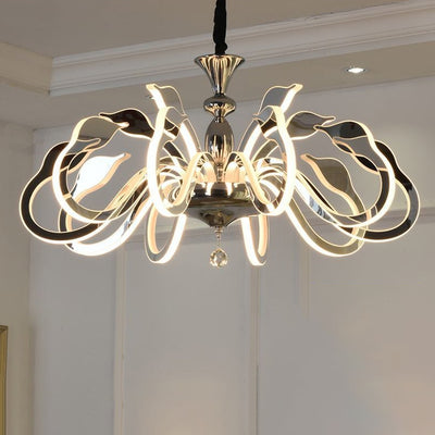 Modern Art Deco Iron Crystal Acrylic Swan LED Chandeliers For Living Room