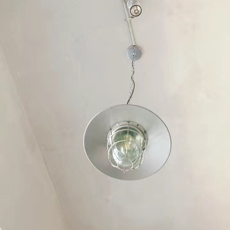 Lámpara colgante de 1 luz con jaula de vidrio de hierro industrial contemporáneo para comedor 