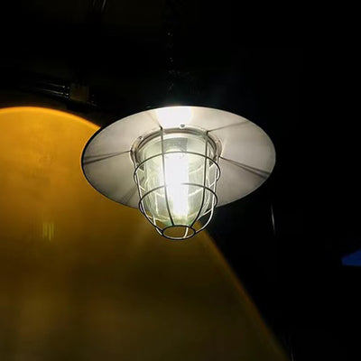 Zeitgenössische industrielle Eisenglaskäfiggranate 1-Licht-Pendelleuchte für Esszimmer 