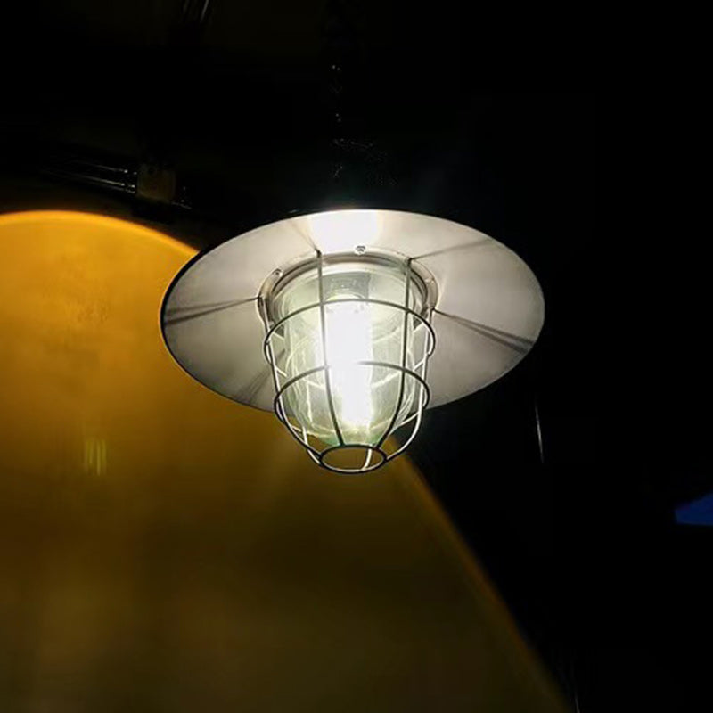 Zeitgenössische industrielle Eisenglaskäfiggranate 1-Licht-Pendelleuchte für Esszimmer 