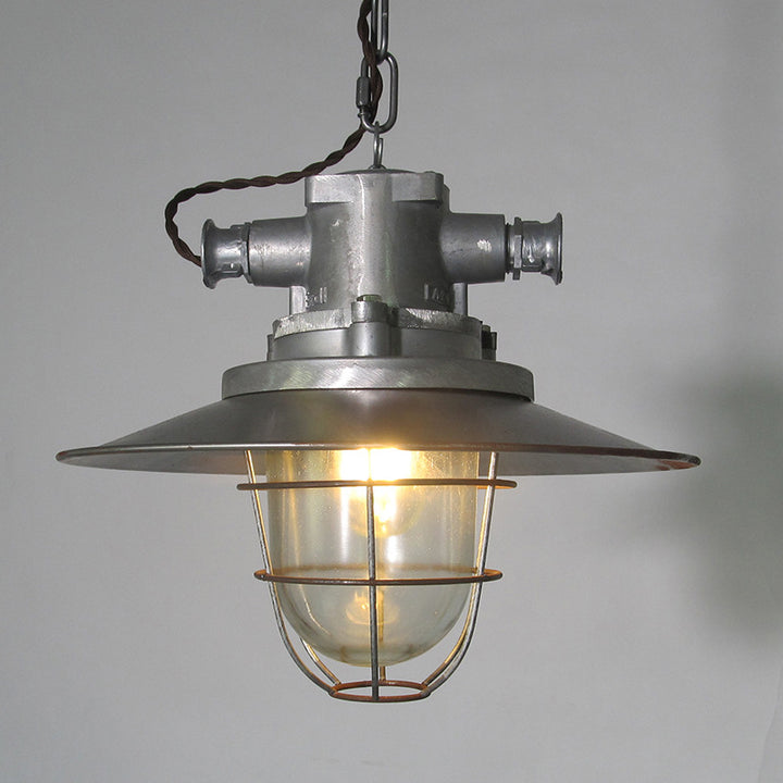 Lámpara colgante de 1 luz con jaula de vidrio de hierro industrial contemporáneo para comedor 