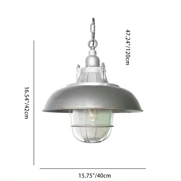 Lámpara colgante de 1 luz con jaula de vidrio de hierro industrial contemporáneo para comedor 