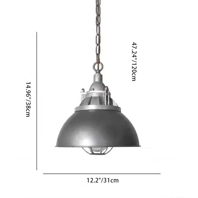 Lámpara colgante de 1 luz con jaula de vidrio de hierro industrial contemporáneo para comedor 