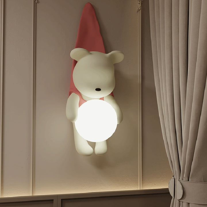 Applique murale 1 lumière en résine PMMA avec ours suspendu pour chambre d'enfant contemporaine 