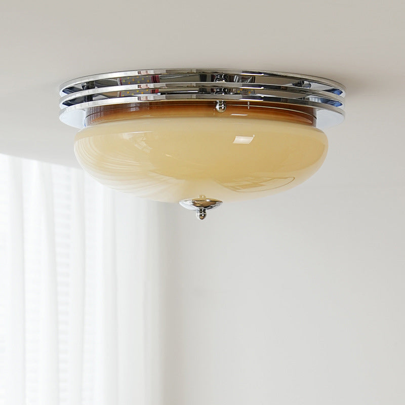 Plafonnier semi-encastré à 3 lumières traditionnel vintage en fer et verre pour couloir 