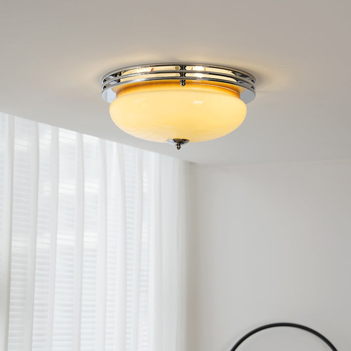 Plafonnier semi-encastré à 3 lumières traditionnel vintage en fer et verre pour couloir 
