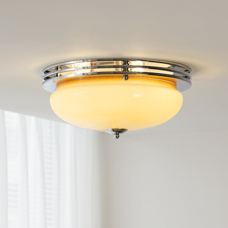 Plafonnier semi-encastré à 3 lumières traditionnel vintage en fer et verre pour couloir 