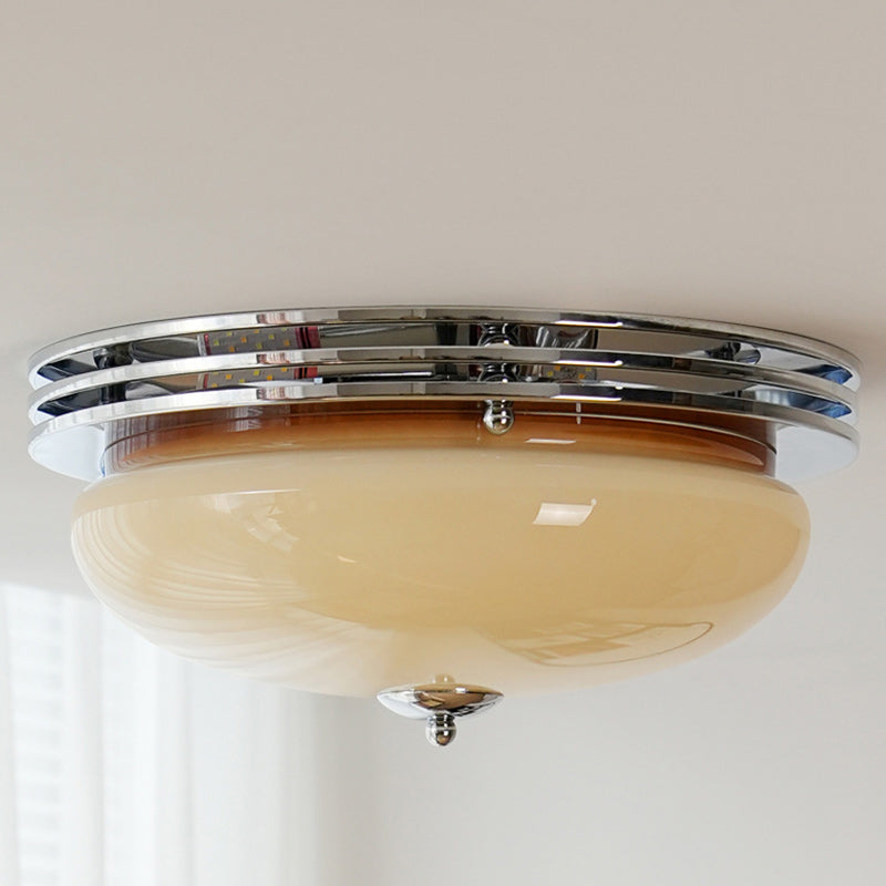 Plafonnier semi-encastré à 3 lumières traditionnel vintage en fer et verre pour couloir 