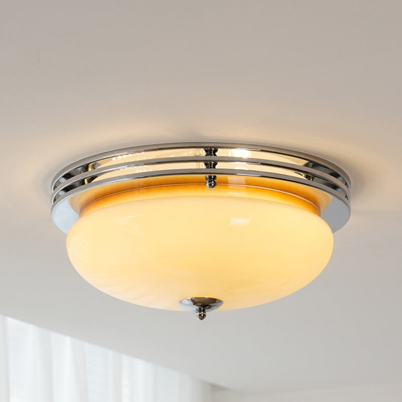 Plafonnier semi-encastré à 3 lumières traditionnel vintage en fer et verre pour couloir 