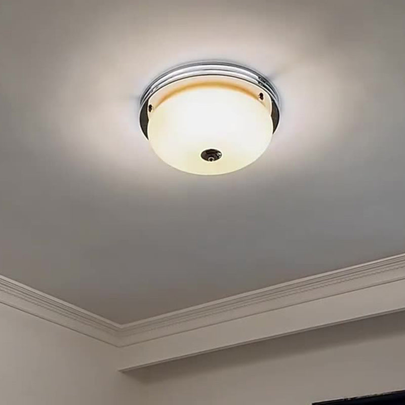 Plafonnier semi-encastré à 3 lumières traditionnel vintage en fer et verre pour couloir 