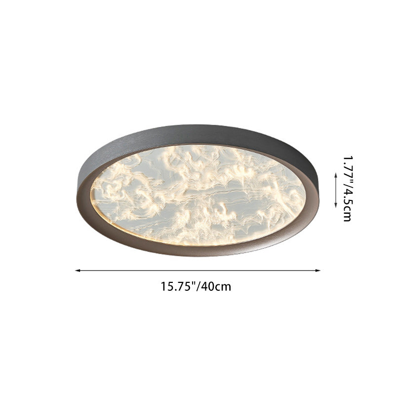 Plafonnier LED Rond en Aluminium et Acrylique avec Flamme en Fer Simplicité Moderne pour Chambre 