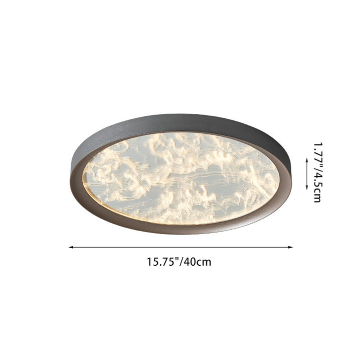 Plafonnier LED Rond en Aluminium et Acrylique avec Flamme en Fer Simplicité Moderne pour Chambre 