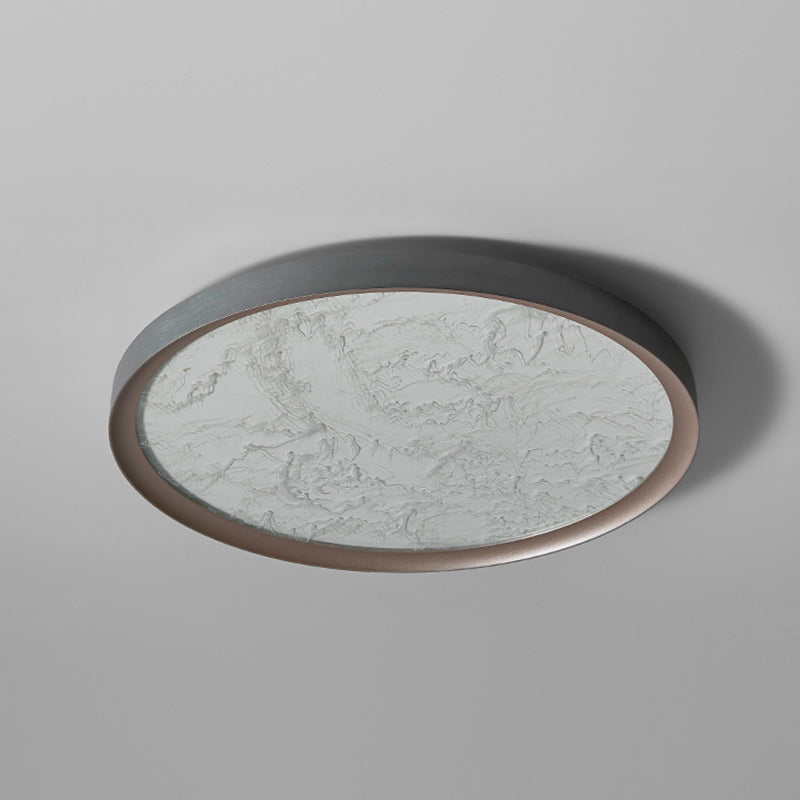 Plafonnier LED Rond en Aluminium et Acrylique avec Flamme en Fer Simplicité Moderne pour Chambre 