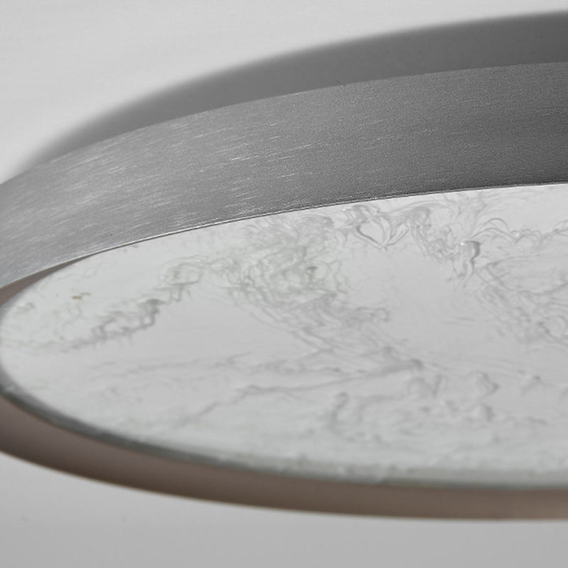 Plafonnier LED Rond en Aluminium et Acrylique avec Flamme en Fer Simplicité Moderne pour Chambre 
