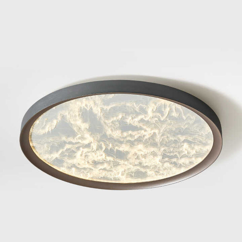 Plafonnier LED Rond en Aluminium et Acrylique avec Flamme en Fer Simplicité Moderne pour Chambre 