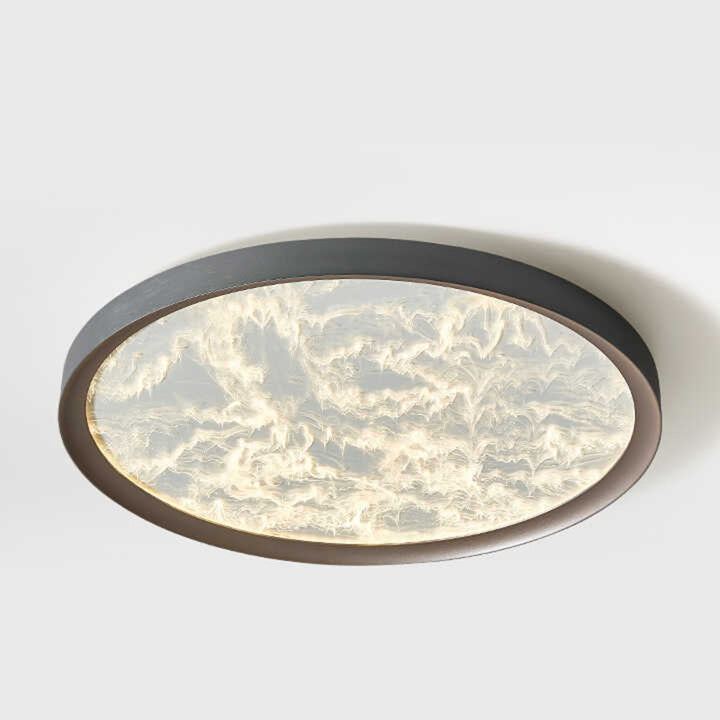 Plafonnier LED Rond en Aluminium et Acrylique avec Flamme en Fer Simplicité Moderne pour Chambre 
