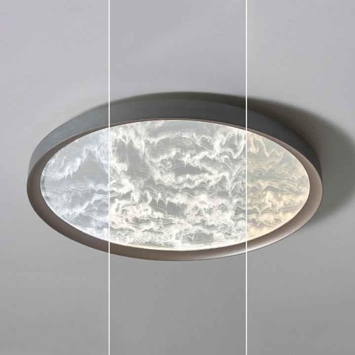 Plafonnier LED Rond en Aluminium et Acrylique avec Flamme en Fer Simplicité Moderne pour Chambre 