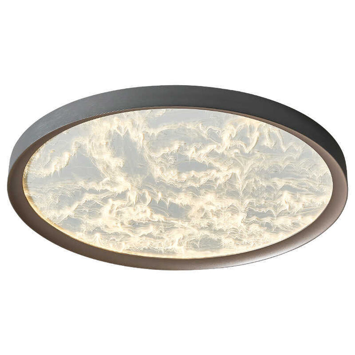Plafonnier LED Rond en Aluminium et Acrylique avec Flamme en Fer Simplicité Moderne pour Chambre 
