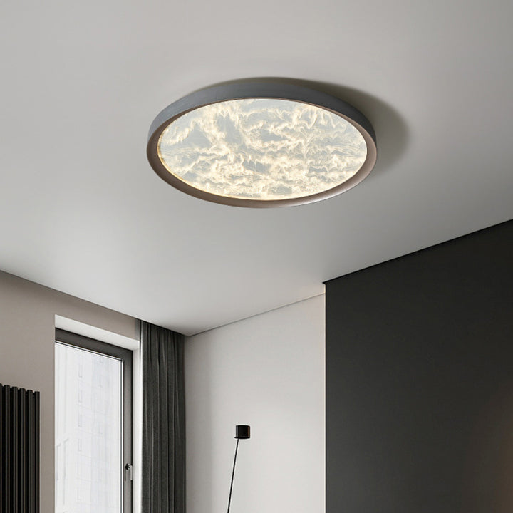 Plafonnier LED Rond en Aluminium et Acrylique avec Flamme en Fer Simplicité Moderne pour Chambre 