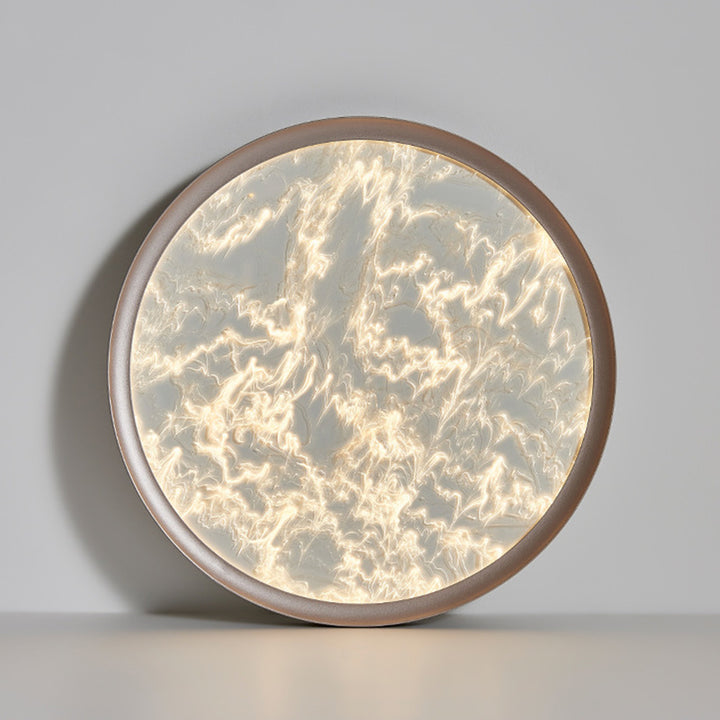 Plafonnier LED Rond en Aluminium et Acrylique avec Flamme en Fer Simplicité Moderne pour Chambre 