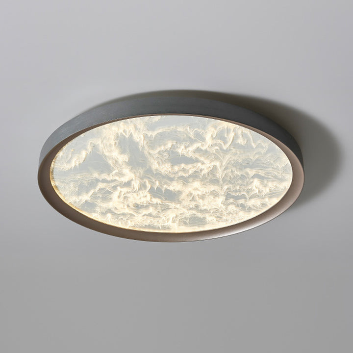 Plafonnier LED Rond en Aluminium et Acrylique avec Flamme en Fer Simplicité Moderne pour Chambre 