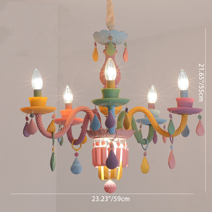 Moderne Art Deco Kinder Kerze Bunte Edelstahl Glas 5/6/8 Licht Kronleuchter Für Schlafzimmer 