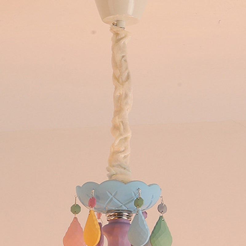 Moderne Art Deco Kinder Kerze Bunte Edelstahl Glas 5/6/8 Licht Kronleuchter Für Schlafzimmer 