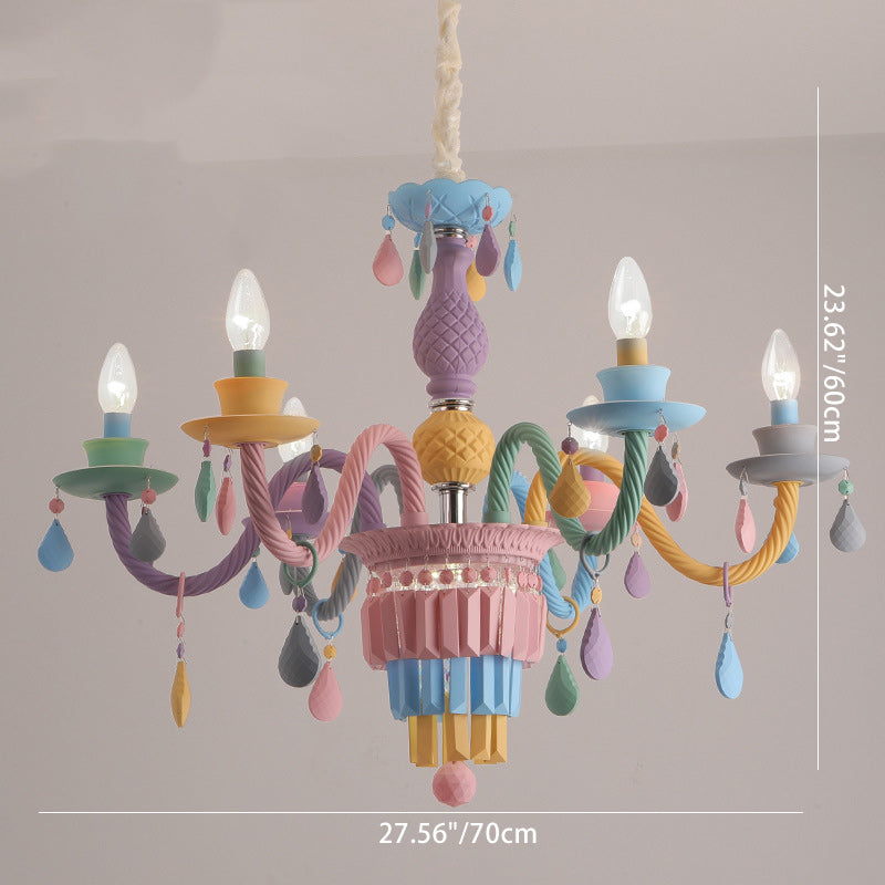 Moderne Art Deco Kinder Kerze Bunte Edelstahl Glas 5/6/8 Licht Kronleuchter Für Schlafzimmer 
