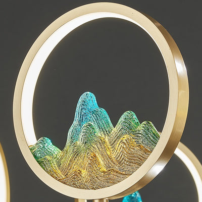 Traditionelle Chinesische Messing Glas Runde Berg LED Kronleuchter Für Wohnzimmer 