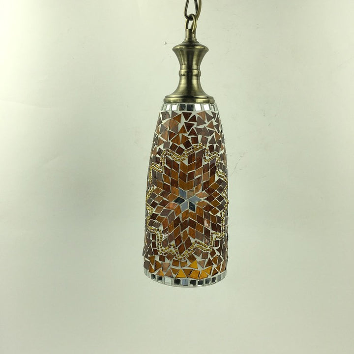 Suspension contemporaine en verre et fer style bohème avec mosaïque cylindrique à 1 lumière pour salle à manger 