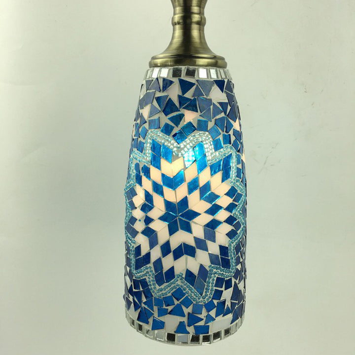 Suspension contemporaine en verre et fer style bohème avec mosaïque cylindrique à 1 lumière pour salle à manger 