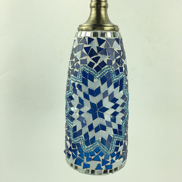 Suspension contemporaine en verre et fer style bohème avec mosaïque cylindrique à 1 lumière pour salle à manger 
