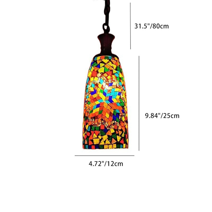 Suspension contemporaine en verre et fer style bohème avec mosaïque cylindrique à 1 lumière pour salle à manger 
